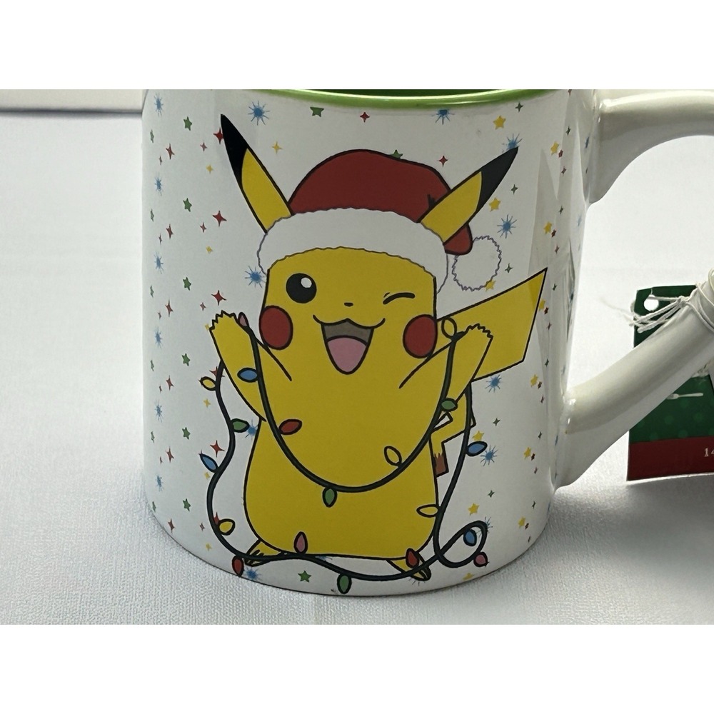 Pokemon Pikachu Christmas Holiday Ceramic Mug 14oz Santa Hat Nintendo Gamer Geek